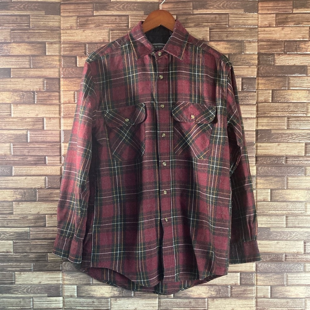Vintage 90's David Taylor 100% Acrylic Patterned Flannel Shirt Size Small